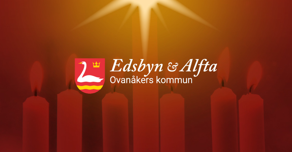 Levande ljus, en glimmande stjärna och Ovanåkers kommuns logotyp