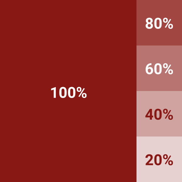 Färgplatta med en mörkröd färg i olika nyanser som ingår i Ovanåkers kommuns profilfärger