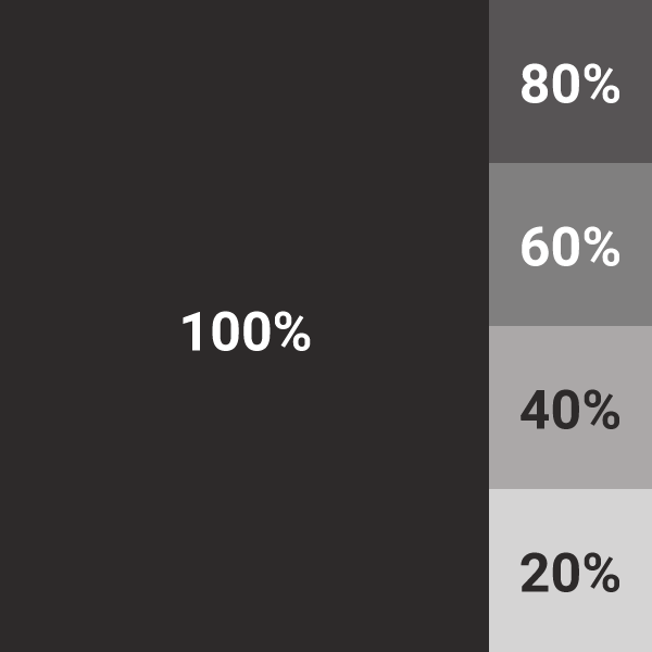 Färgplatta med en mörkgrå färg i olika nyanser som ingår i Ovanåkers kommuns profilfärger