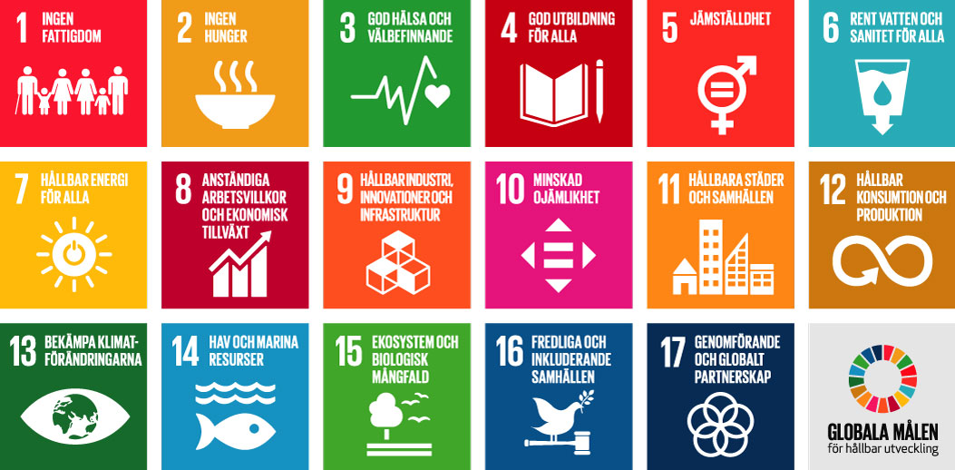 Ikoner för de 17 globala målen