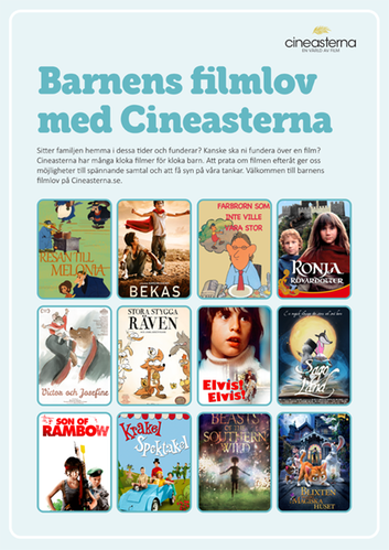 Affisch med förslag på lovfilmer från Cineasterna.